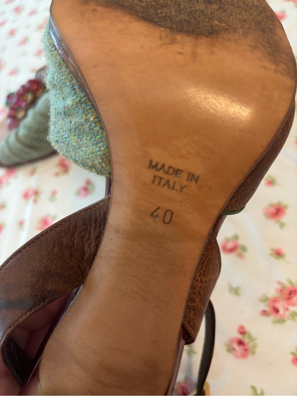Rene Caovilla Y2K Brown Leather Heels Jewel Flower - Picture 5 of 5
